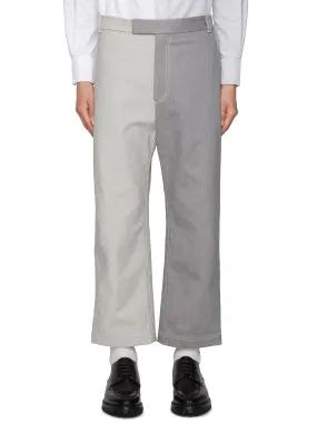 -----------THOM BROWNE   ---- ------------ ----Cropped Two-Toned Cotton Wide Leg Jeans --