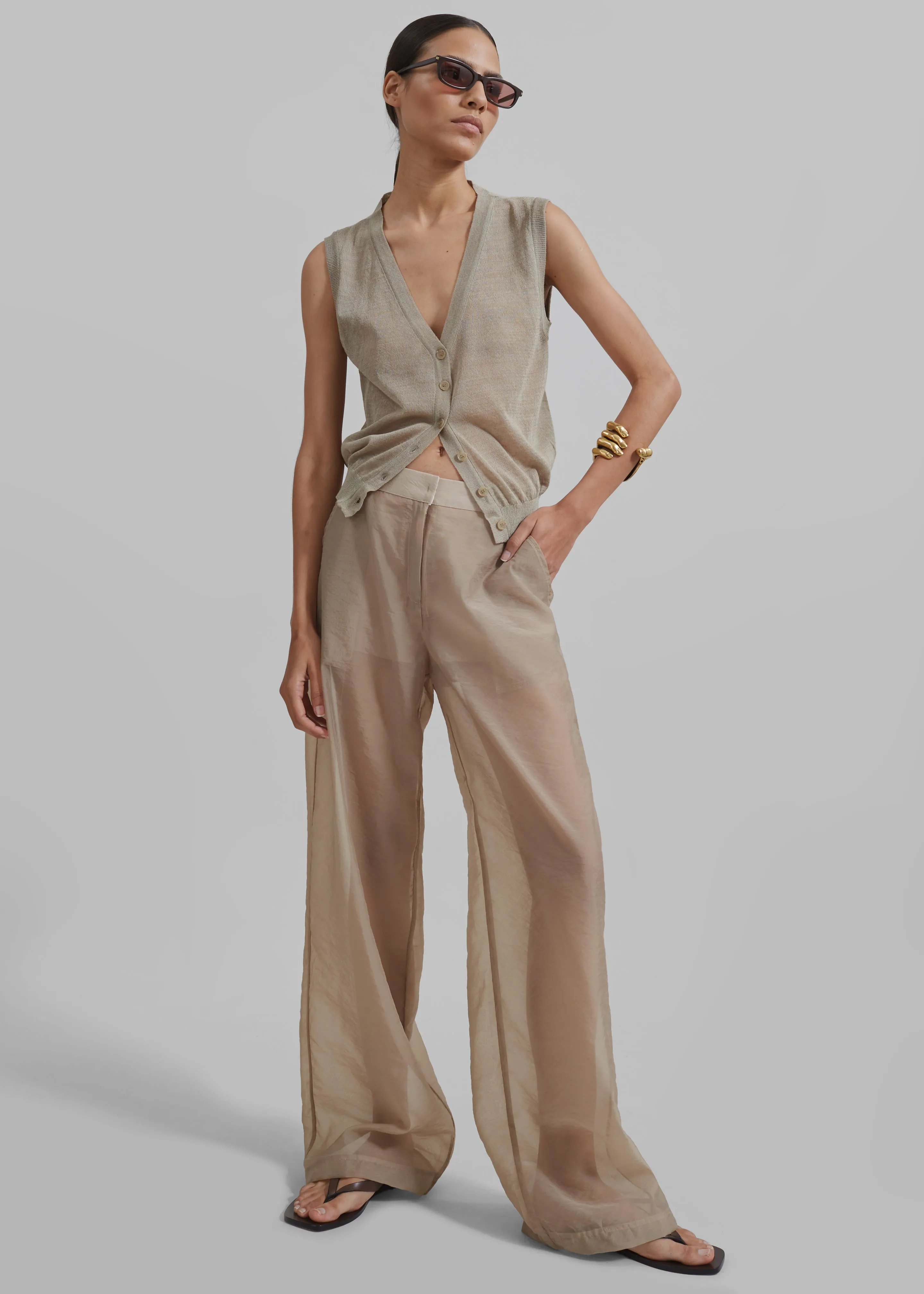 Abra Sheer Trousers - Beige