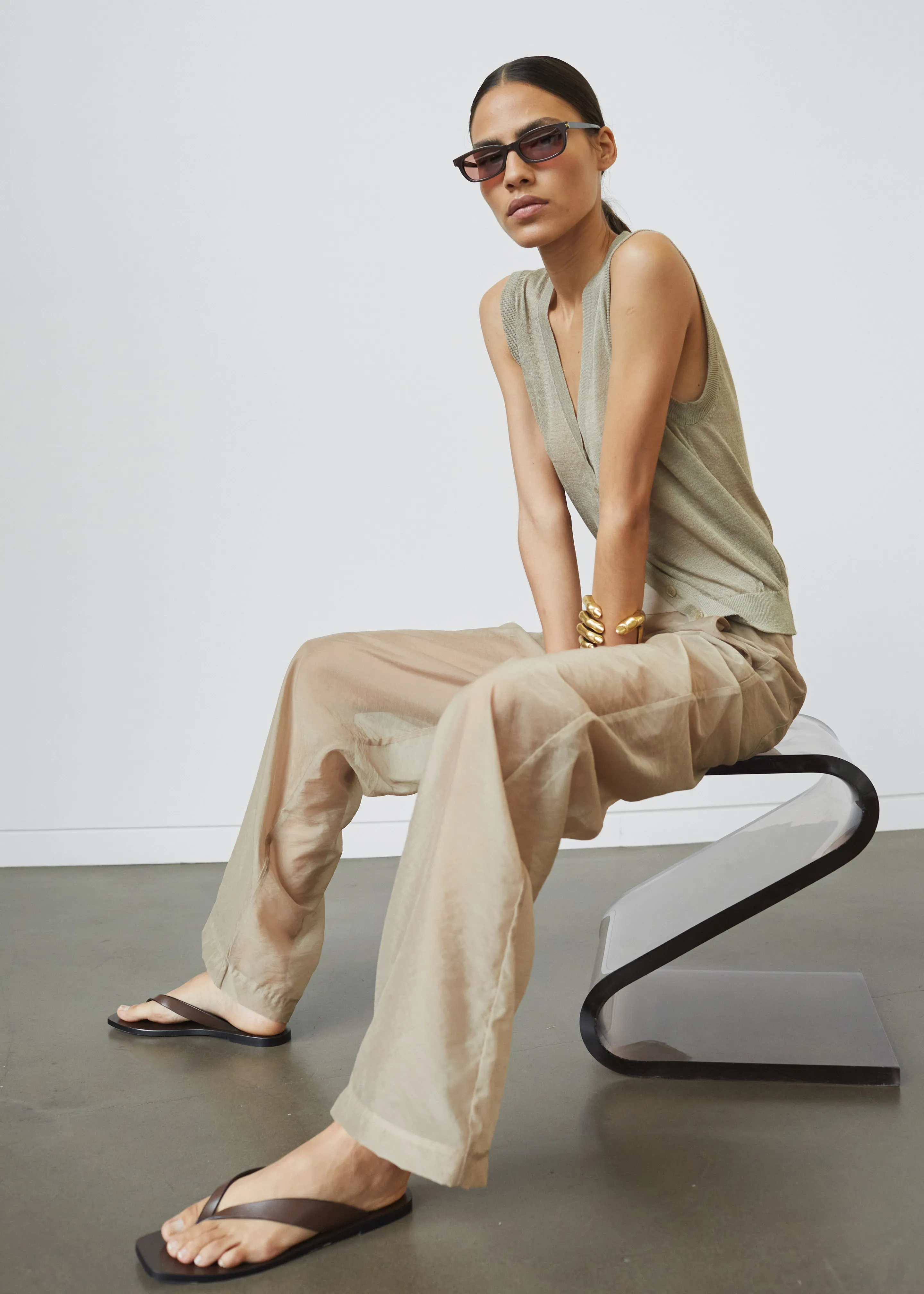 Abra Sheer Trousers - Beige