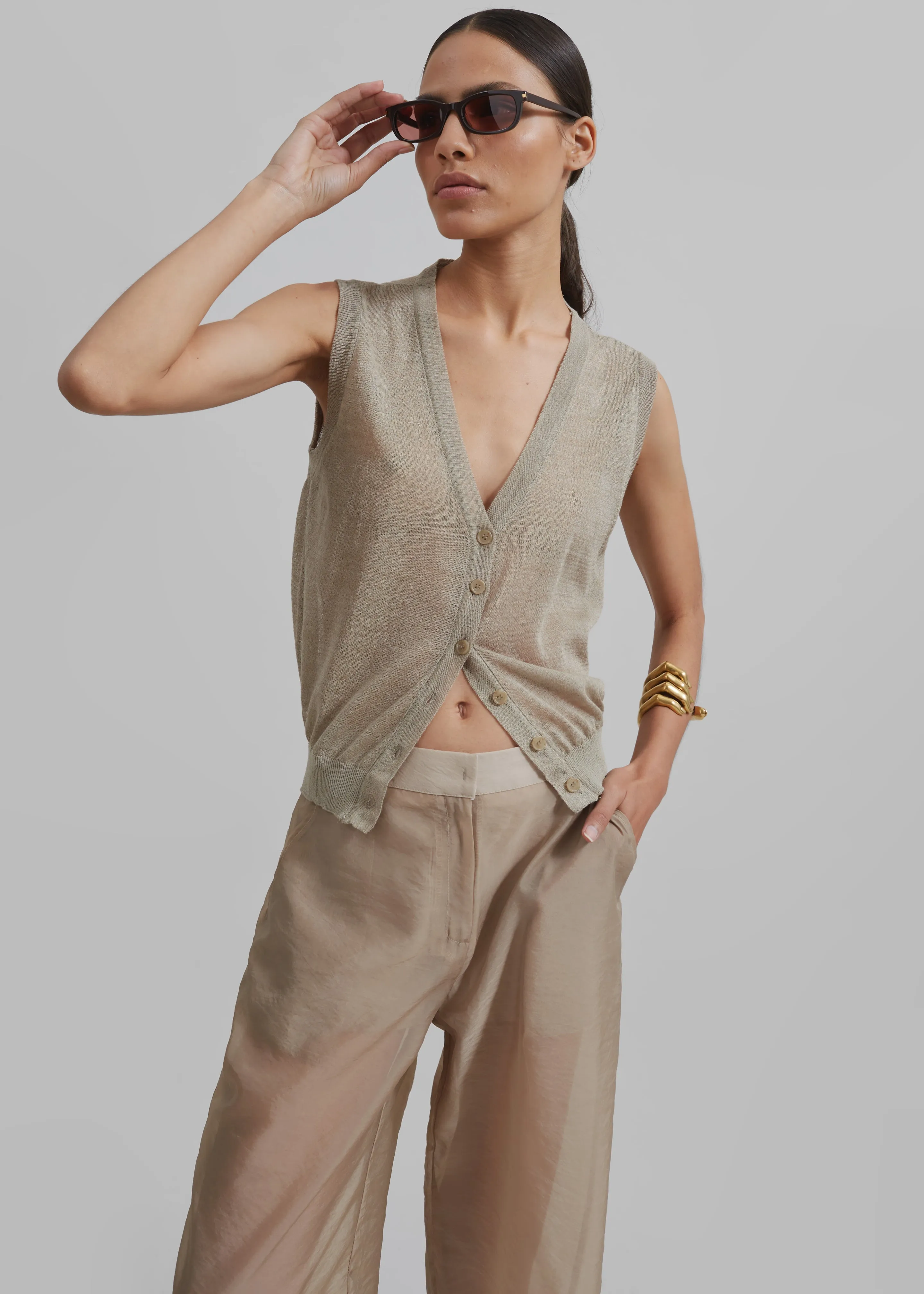 Abra Sheer Trousers - Beige