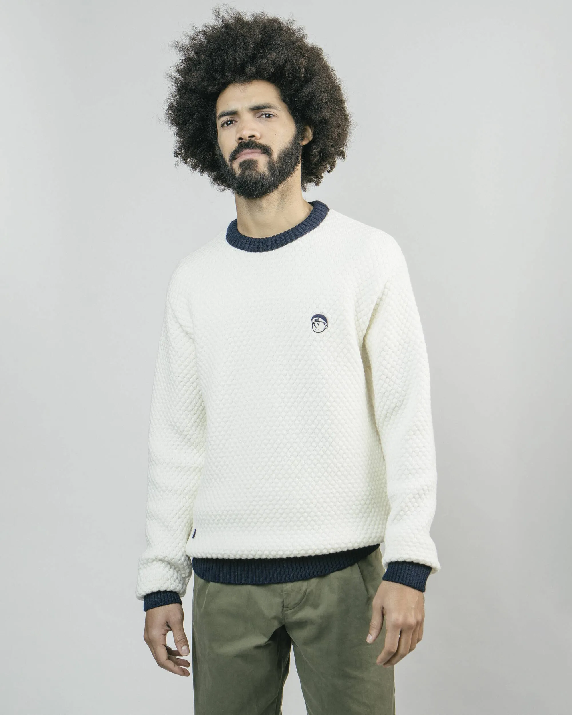 Akito Ecru Pullover - Mulesing-free Merino Wool - Brava Fabrics