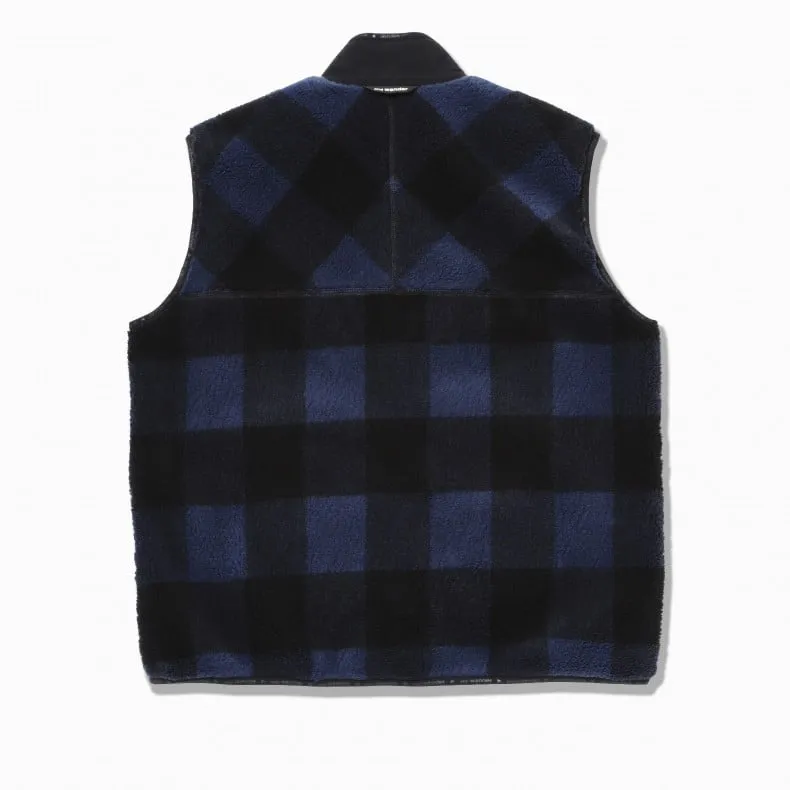 and wander Check Boa Vest (Blue)