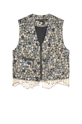 Andersson Bell Flower V Neck Zip Up Vest