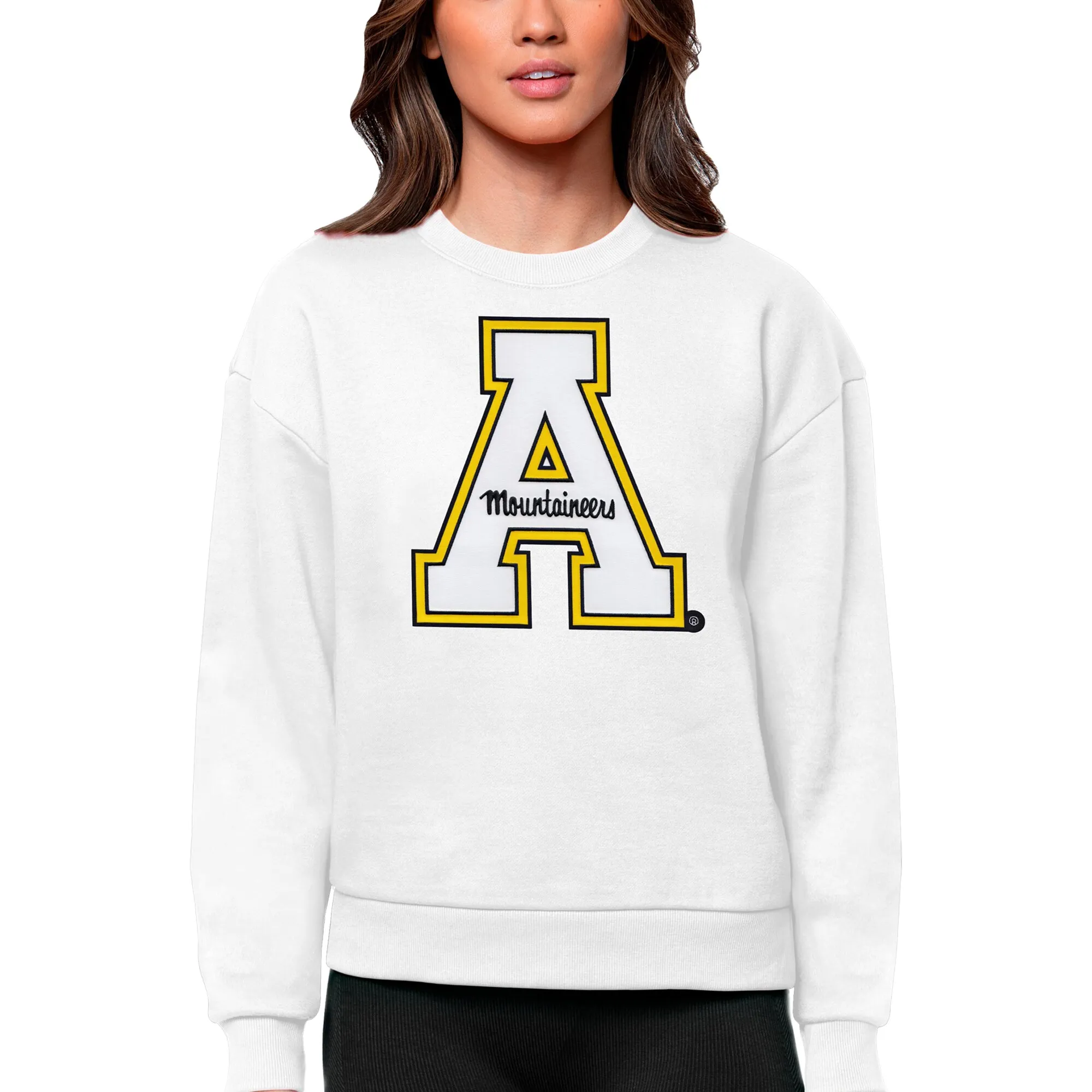 Antigua Appalachian State Mountaineers Women's White Victory Crewneck Pullover Sweatshirt