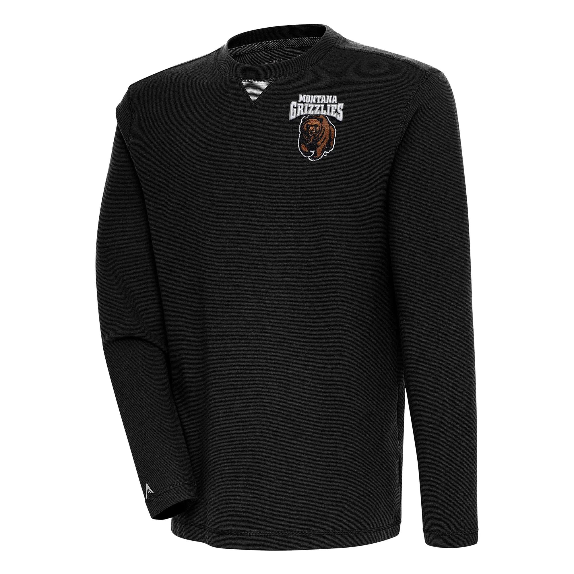 Antigua Montana Grizzlies Black Flier Bunker Pullover Sweatshirt