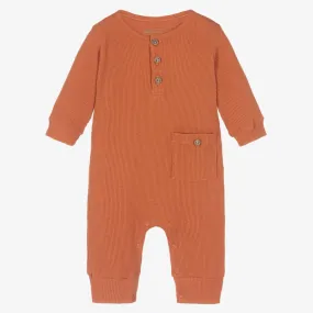 Baby Boys Orange Pima Cotton Romper 