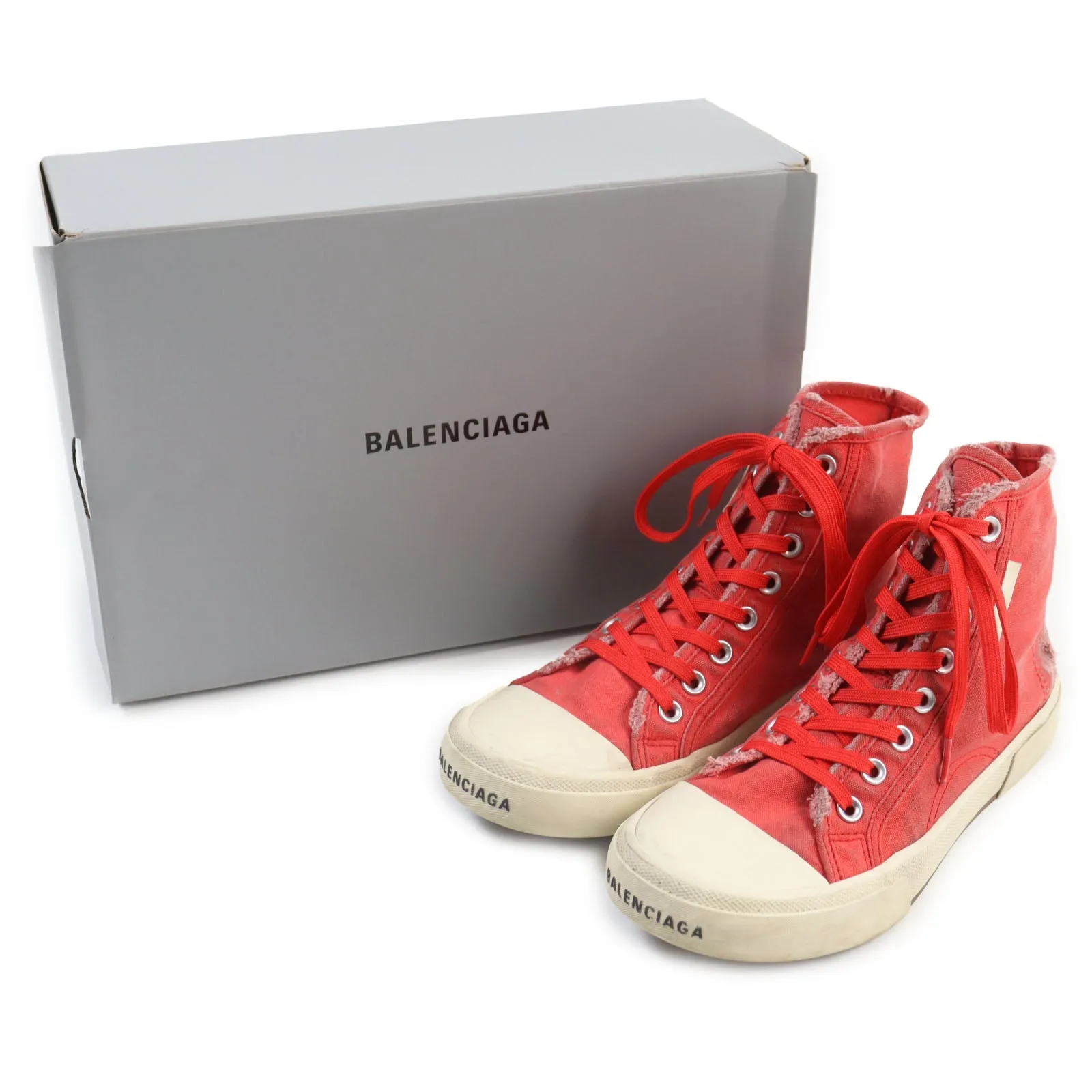 BALENCIAGA High cut sneakers 688752 Body: Canvas Red PARIS HIGH TOP mens 40