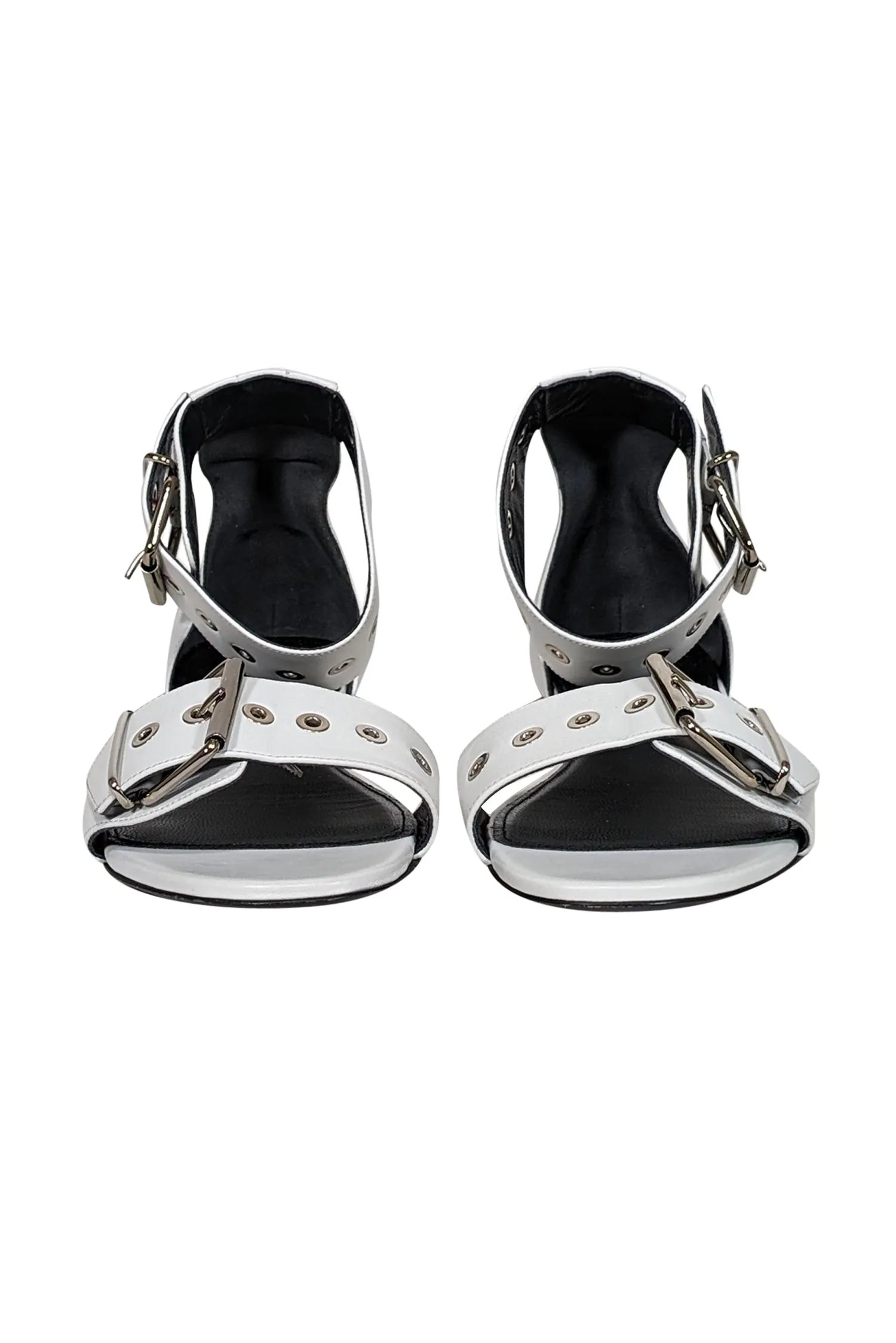 Balenciaga - White Leather Strappy Buckle Detail Sandals Sz 10