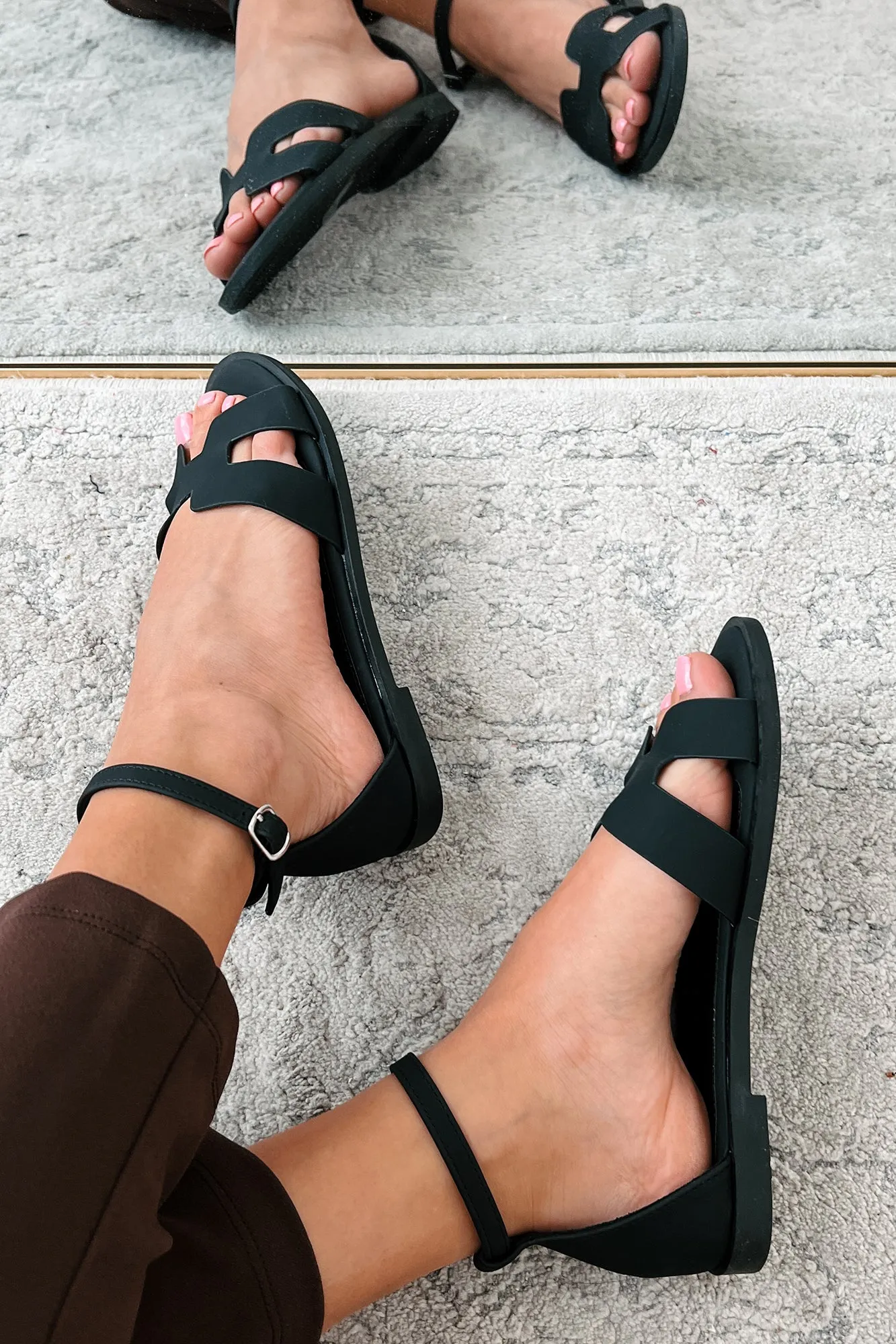 Before We Begin Ankle Strap Sandals (Black)