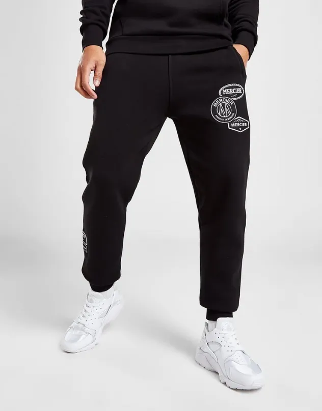 Black Mono Badge Joggers