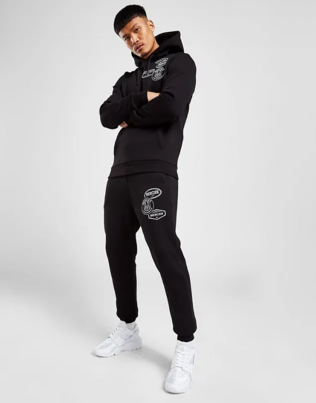 Black Mono Badge Joggers