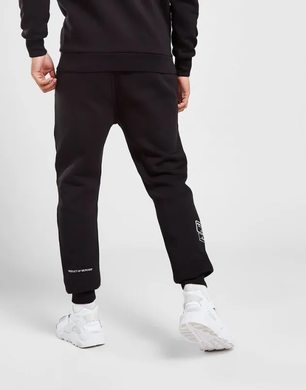 Black Mono Badge Joggers