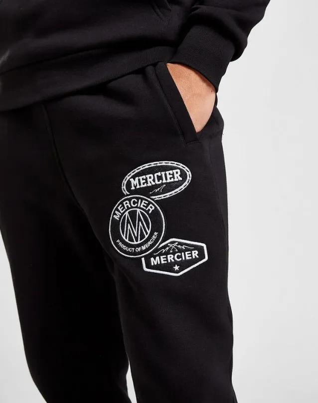 Black Mono Badge Joggers