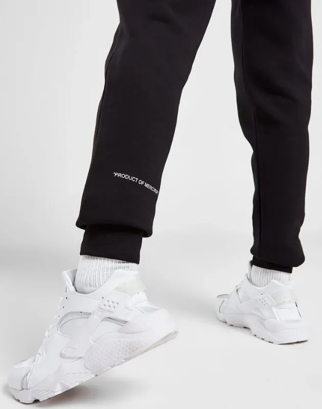 Black Mono Badge Joggers