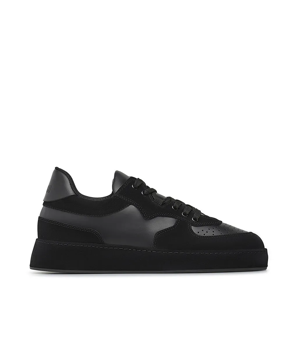 Black nappa leather and suede sneakers