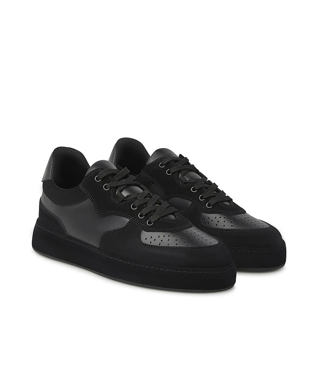 Black nappa leather and suede sneakers