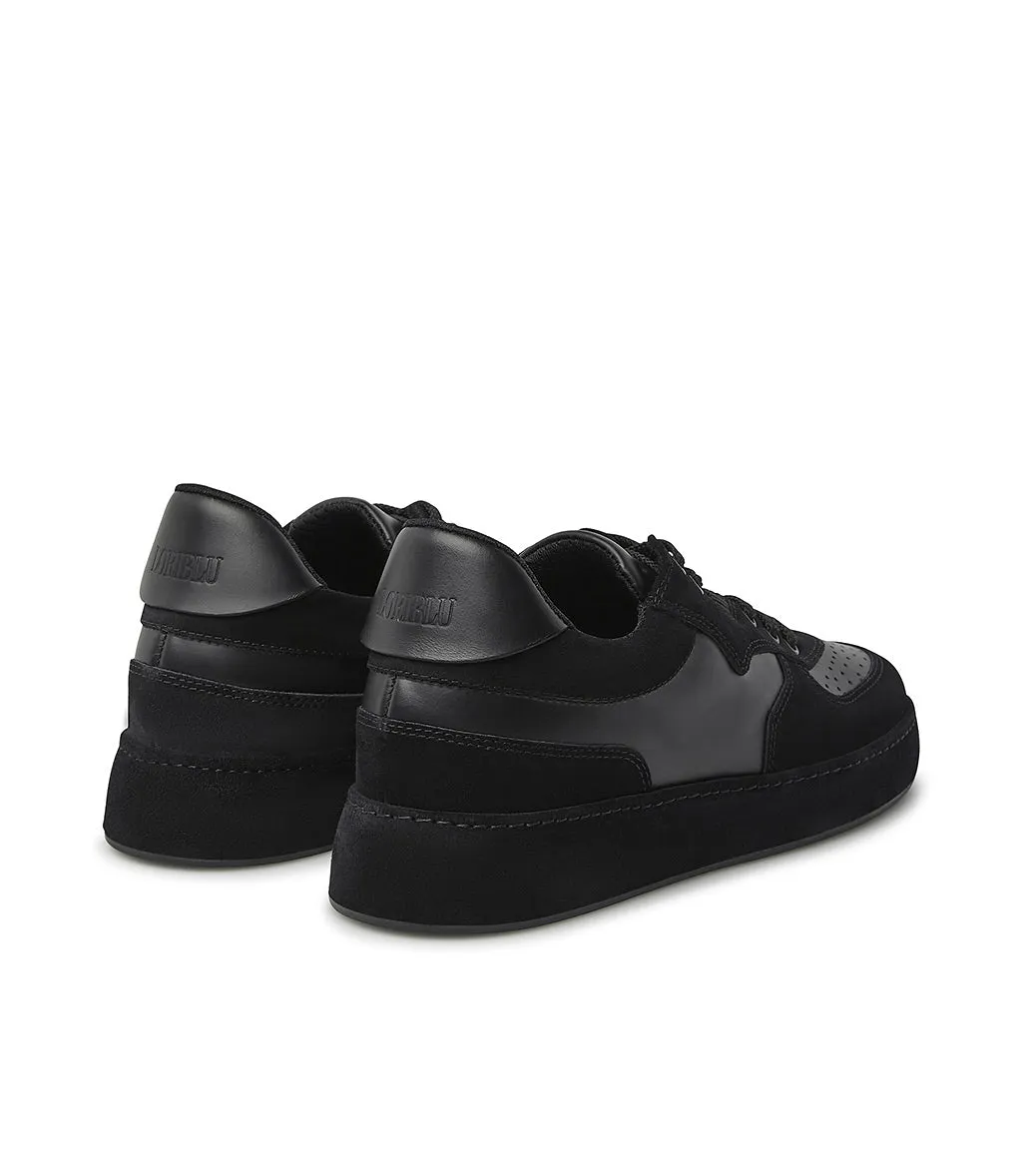 Black nappa leather and suede sneakers