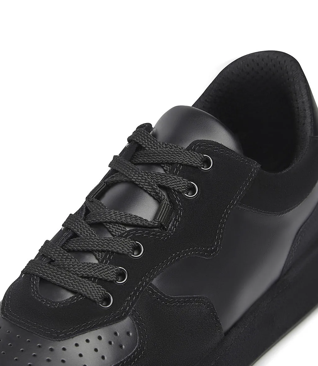 Black nappa leather and suede sneakers