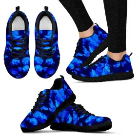 Blue Jelly Fish Black Border Women's Sneakers