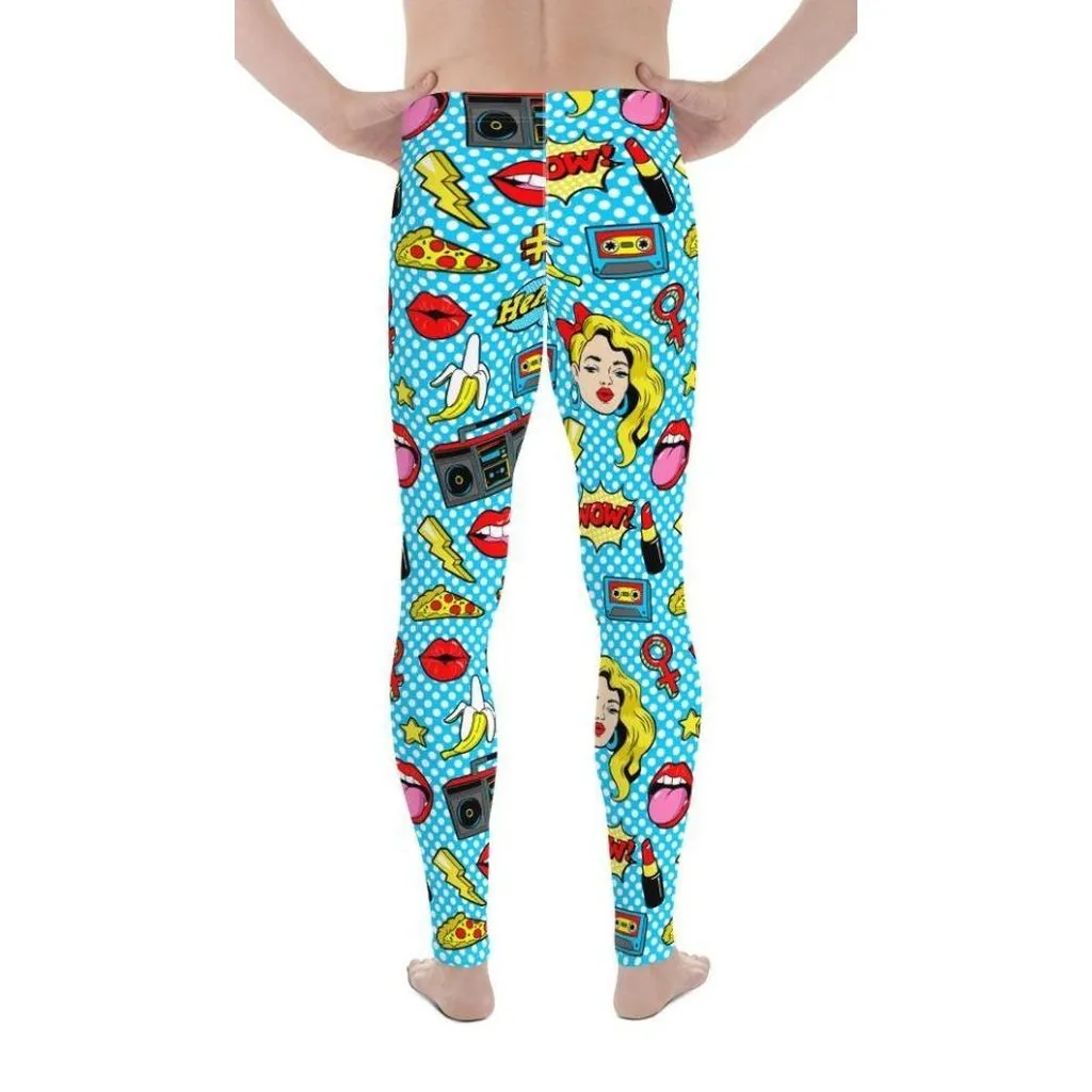 Blue Pop Art Pattern Men's Leggings