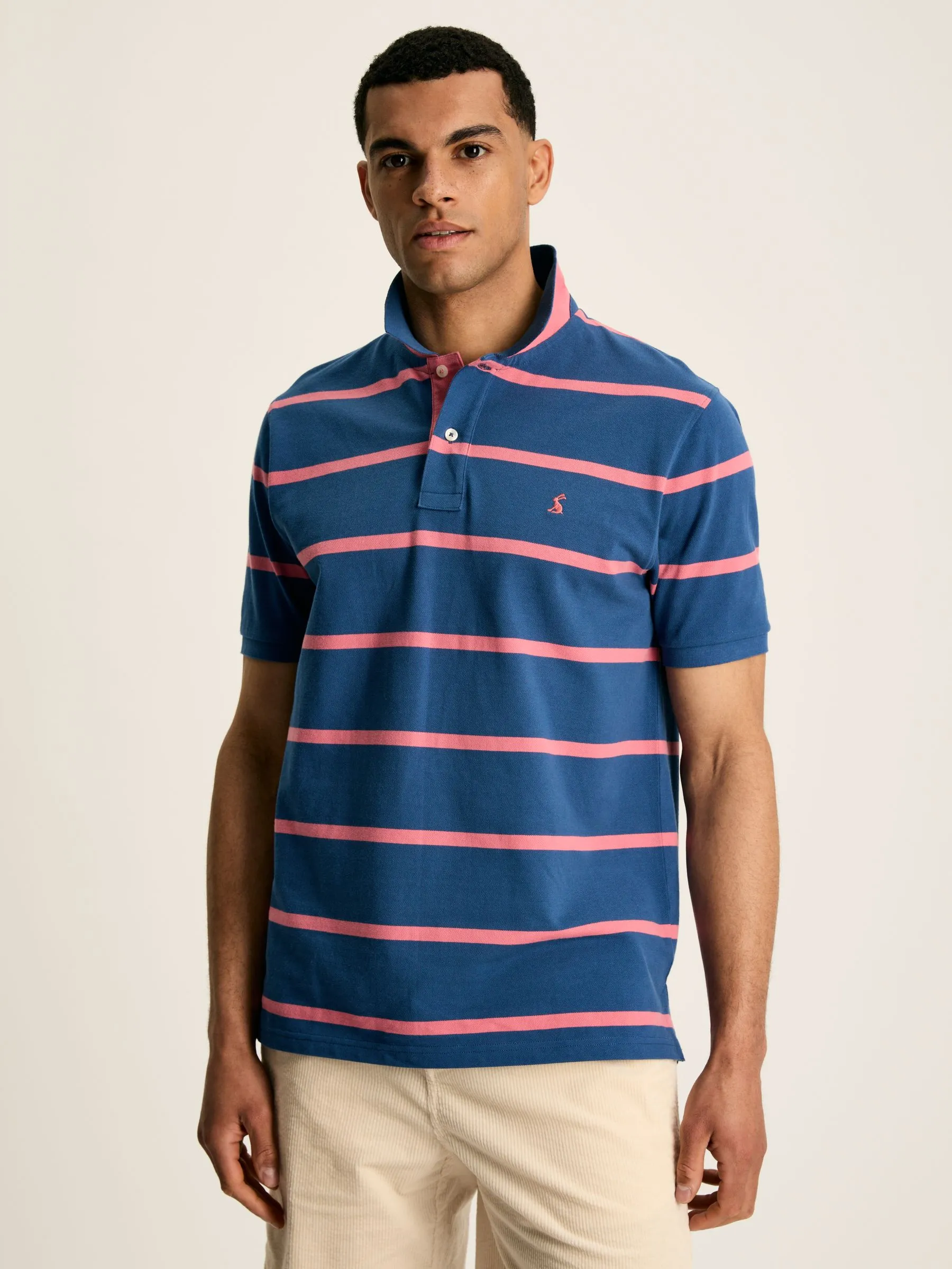 Blue/Pink Striped Polo Shirt