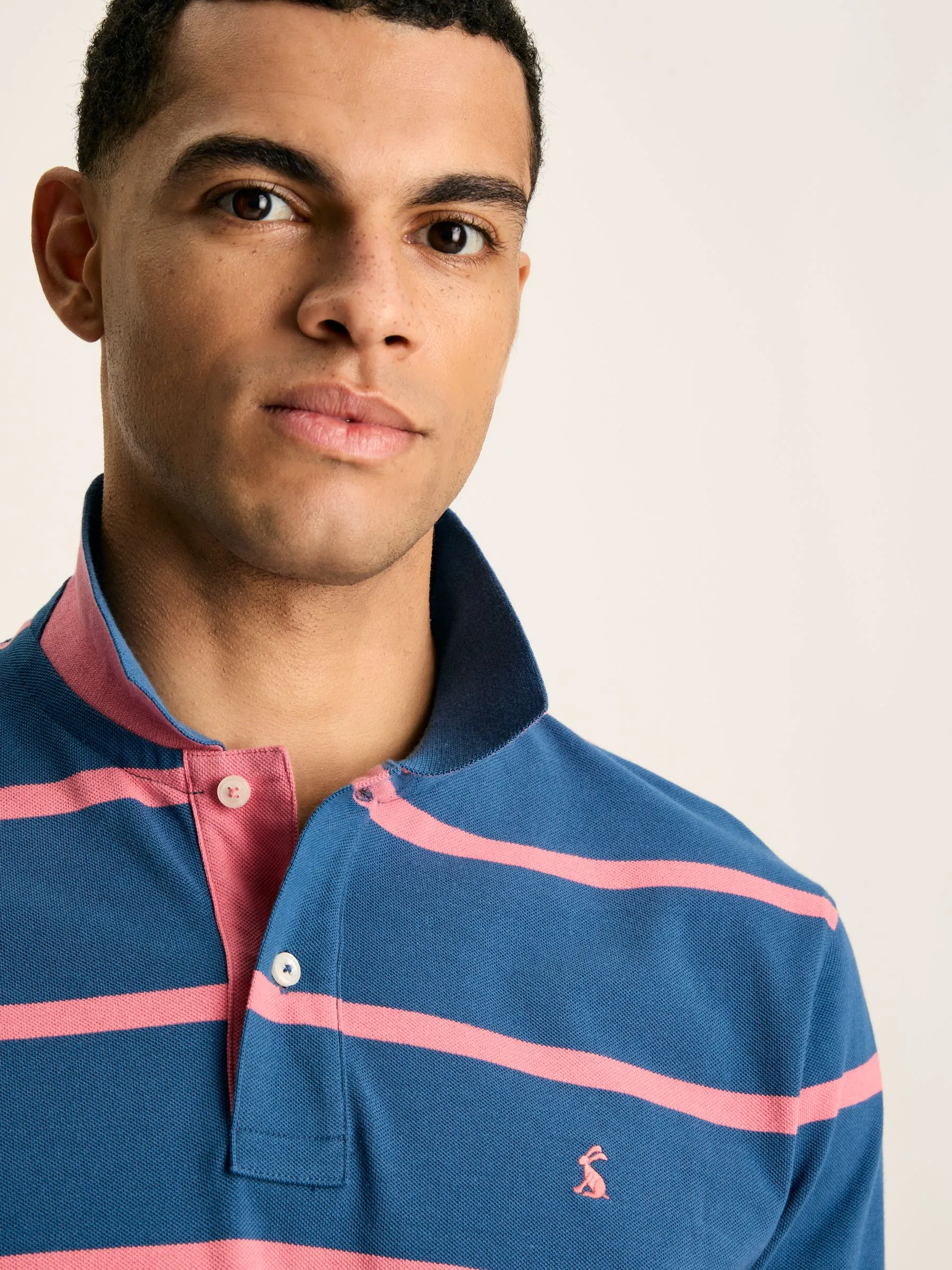 Blue/Pink Striped Polo Shirt