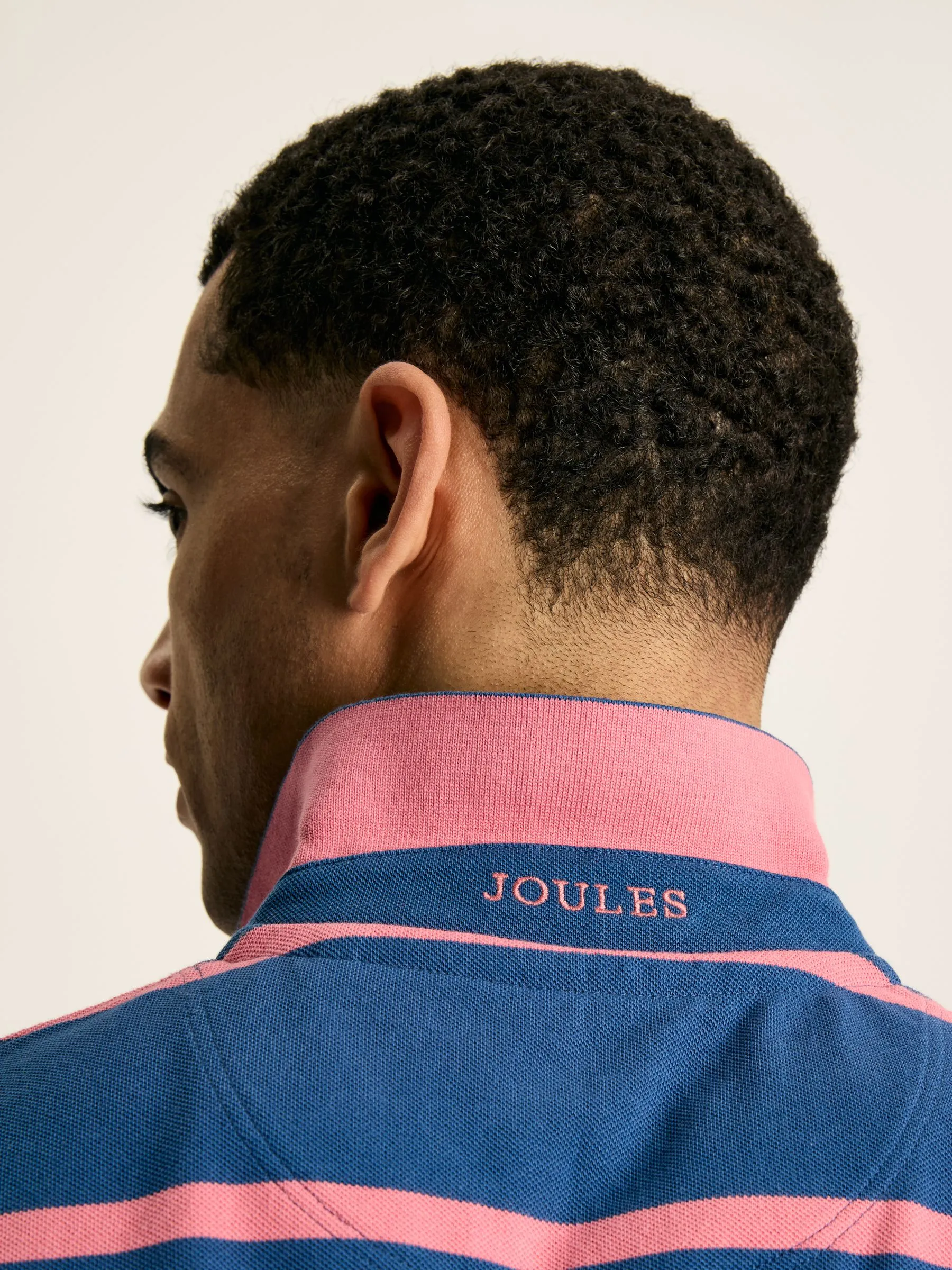 Blue/Pink Striped Polo Shirt