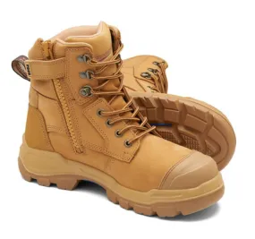 BLUNDSTONE 150mm RotoFlex Wheat Water-Resistant Nitrile Rubber Nubuck Zip Sided Safety Boot