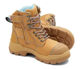 BLUNDSTONE 150mm RotoFlex Wheat Water-Resistant Nubuck Zip Sided Women's Safety Boot -**US SIZING**