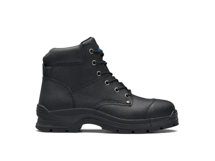 BLUNDSTONE WORKFIT Black Rambler Print Lace up Boot with Leather Toe Protection