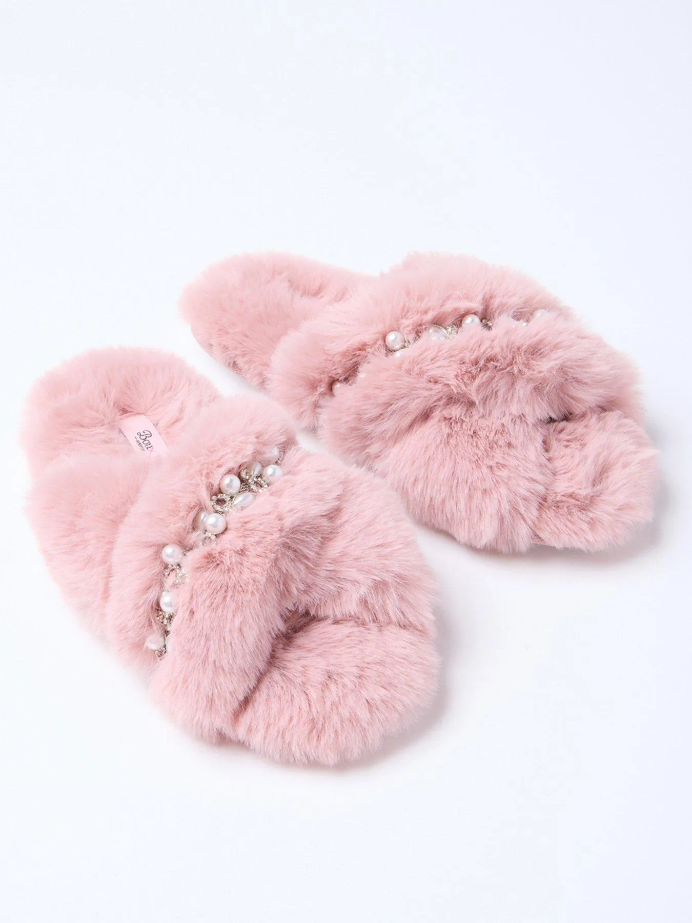 Boux Avenue Embellished Crossband Slipper - Dusky Pink