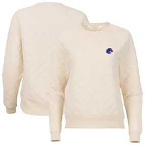 Boxercraft Boise State Broncos Women's Cream Quilted Pullover Sweatshirt