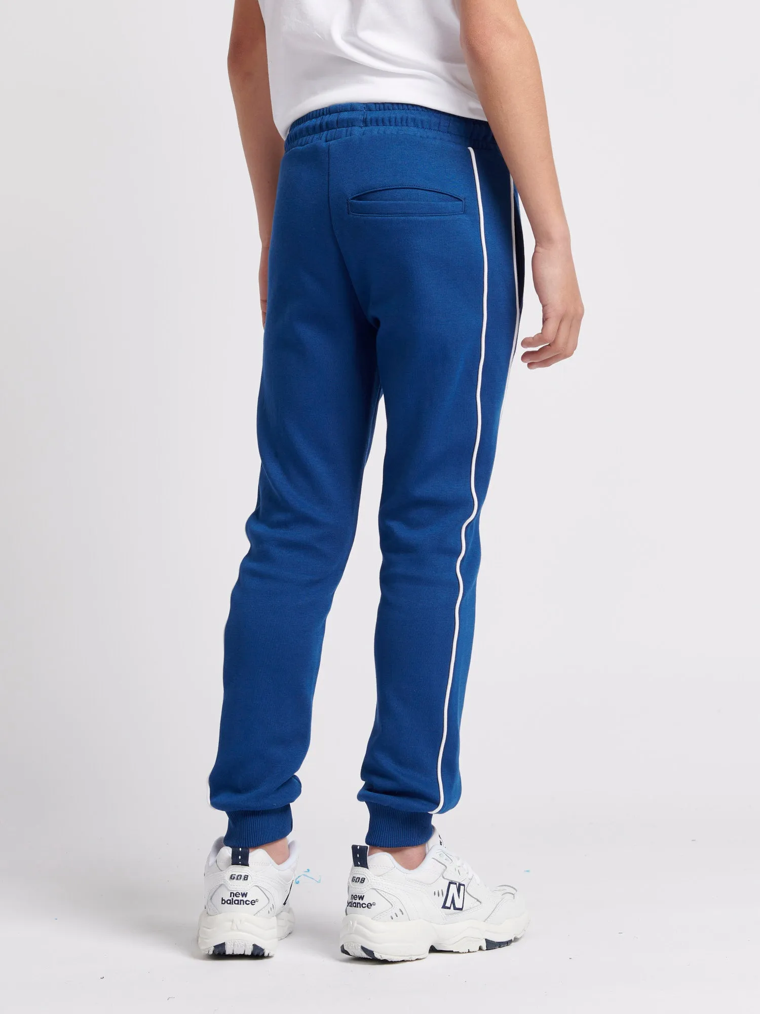 Boys Piped Joggers in Navy Peony