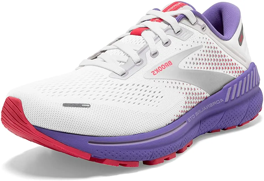 Brooks Women's Adrenaline GTS 22 Running Shoe - White/Coral/Purple 1203531B105