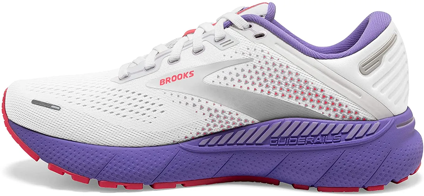 Brooks Women's Adrenaline GTS 22 Running Shoe - White/Coral/Purple 1203531B105