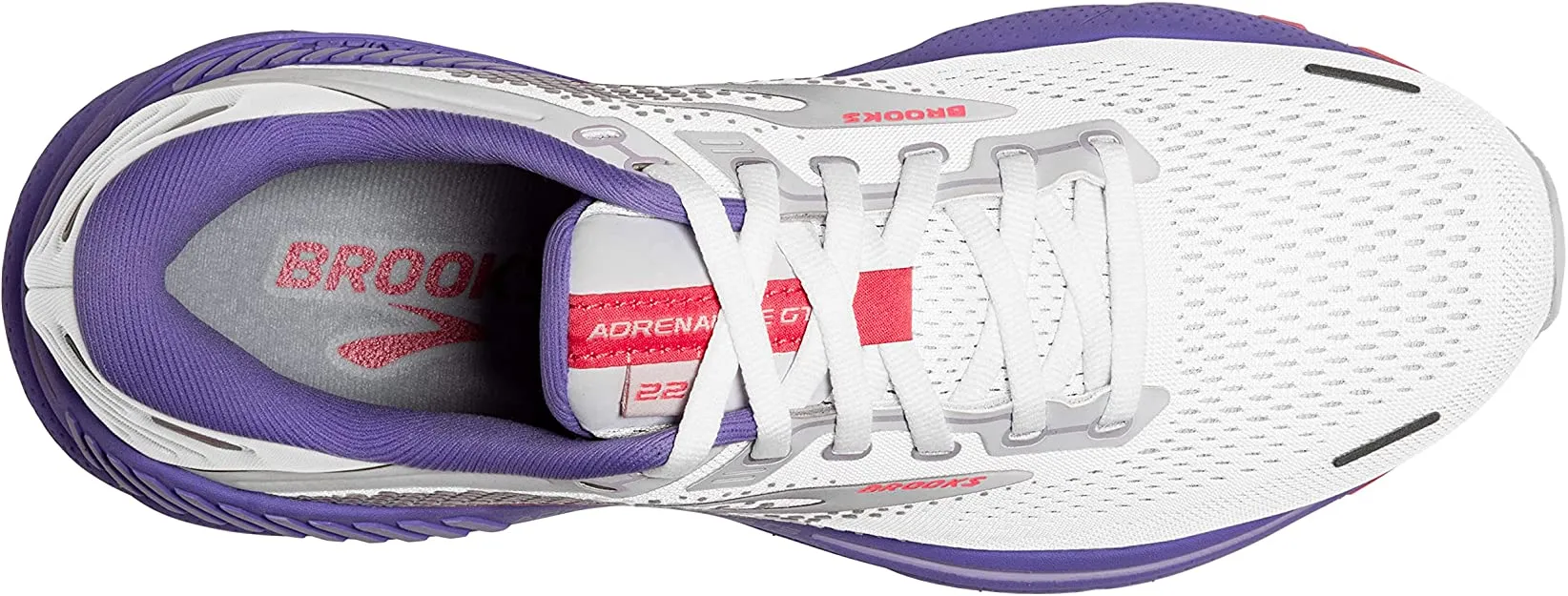 Brooks Women's Adrenaline GTS 22 Running Shoe - White/Coral/Purple 1203531B105