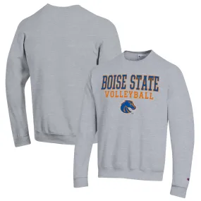 Champion Boise State Broncos Heather Gray Stack Logo Volleyball Powerblend Pullover Sweatshirt