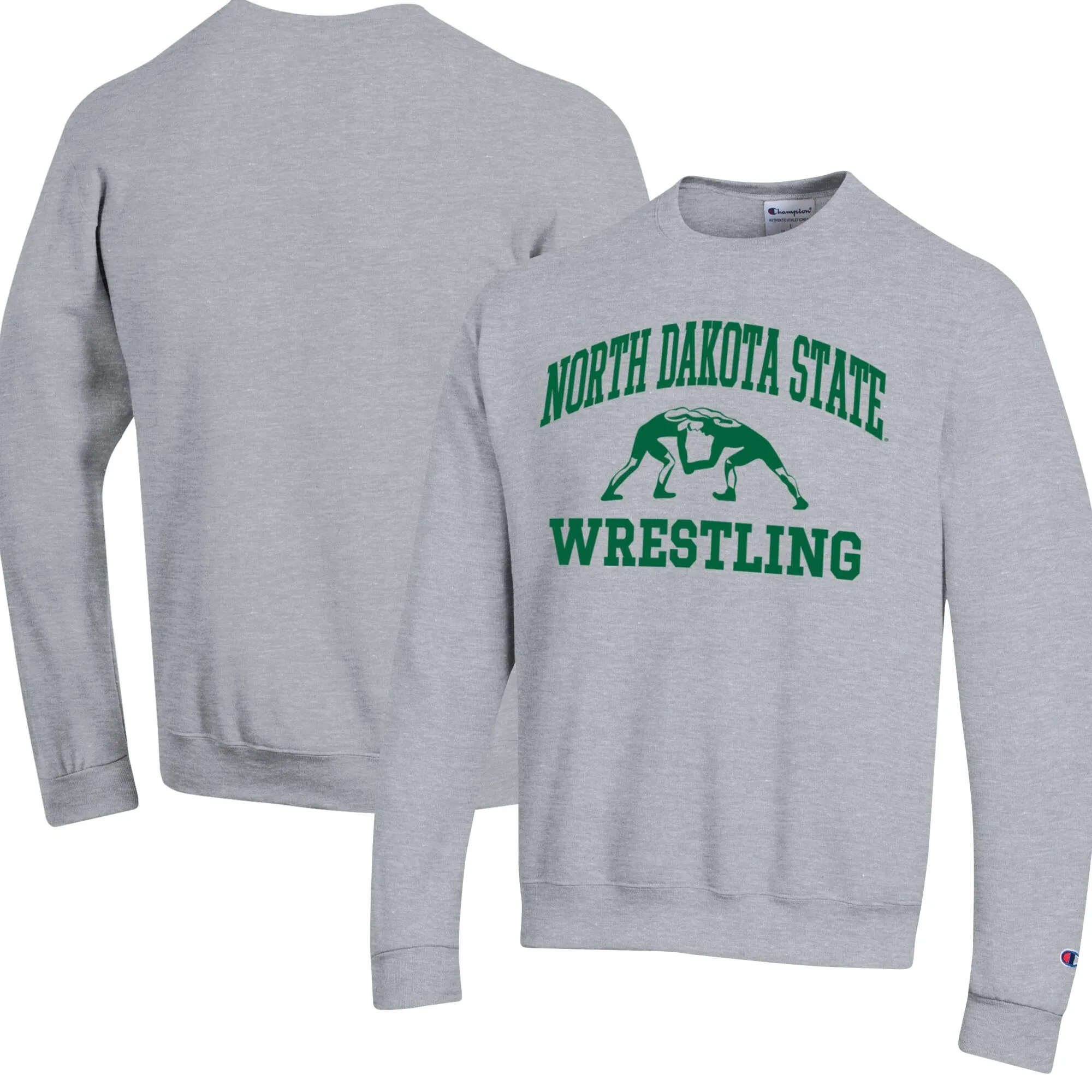 Champion NDSU Bison Heather Gray Wrestling Icon Powerblend Pullover Sweatshirt