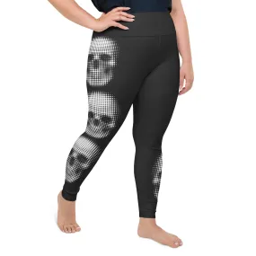 Charcoal Halftone Skull Plus Size Leggings