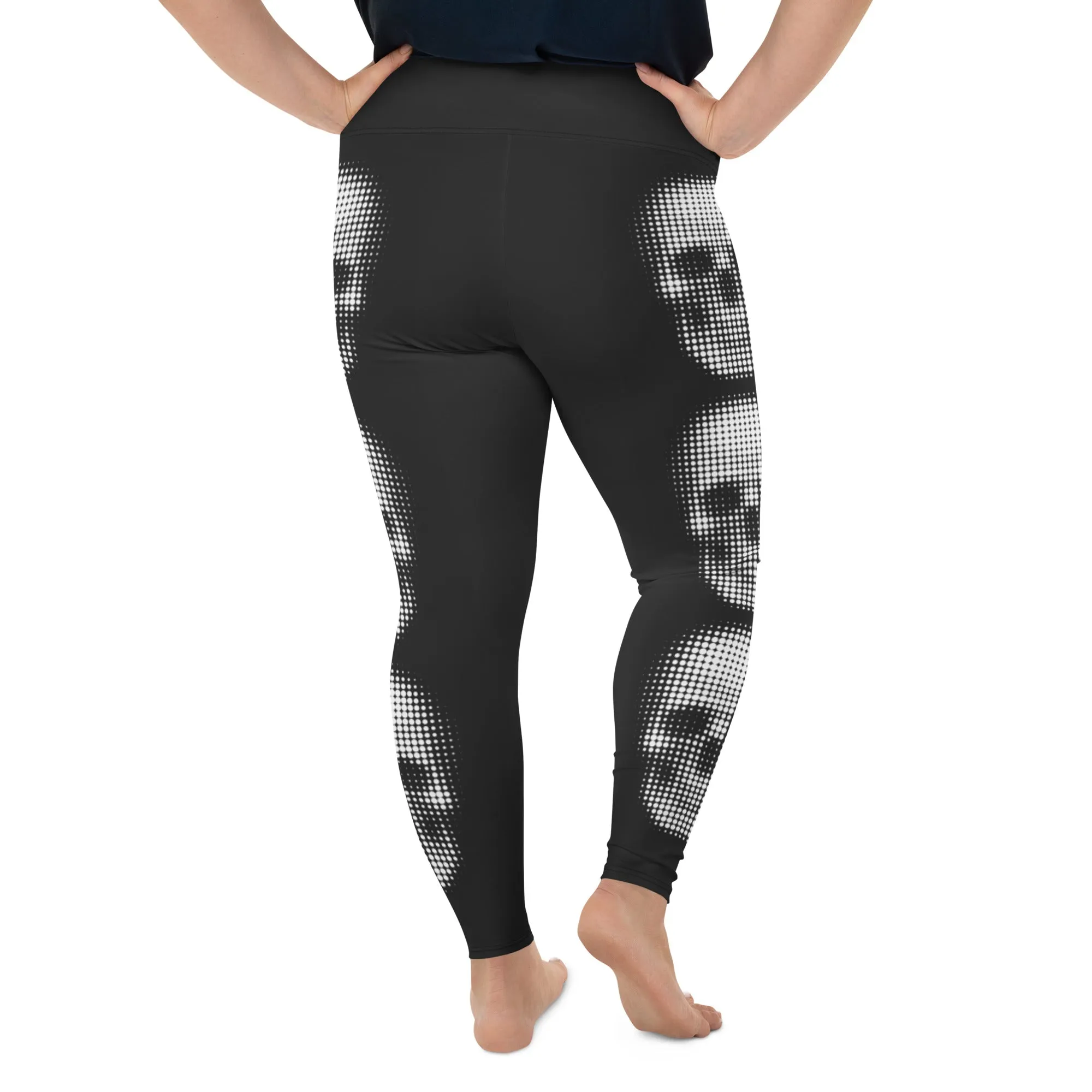 Charcoal Halftone Skull Plus Size Leggings