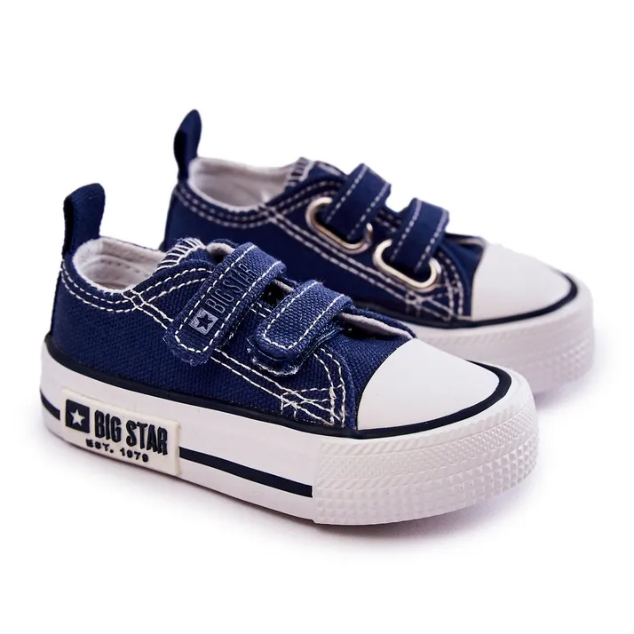 Children's Cloth Sneakers With Velcro Big Star KK374081 Navy Blue