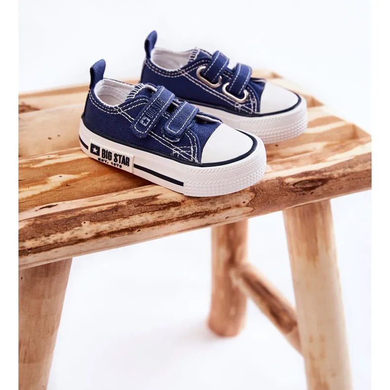 Children's Cloth Sneakers With Velcro Big Star KK374081 Navy Blue