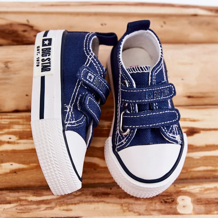 Children's Cloth Sneakers With Velcro Big Star KK374081 Navy Blue