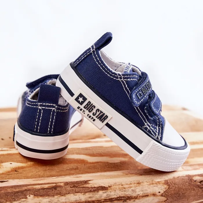 Children's Cloth Sneakers With Velcro Big Star KK374081 Navy Blue