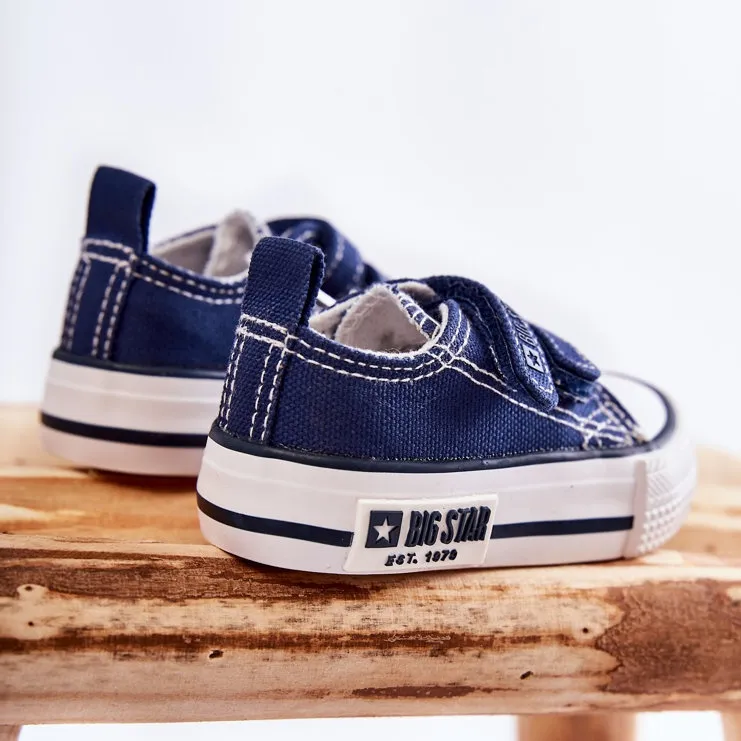 Children's Cloth Sneakers With Velcro Big Star KK374081 Navy Blue