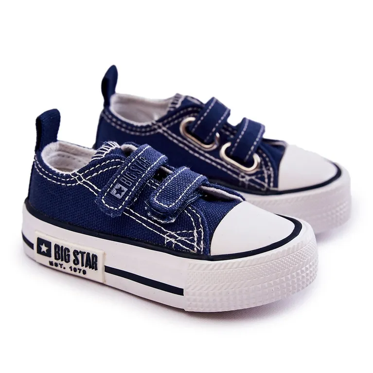 Children's Cloth Sneakers With Velcro Big Star KK374081 Navy Blue