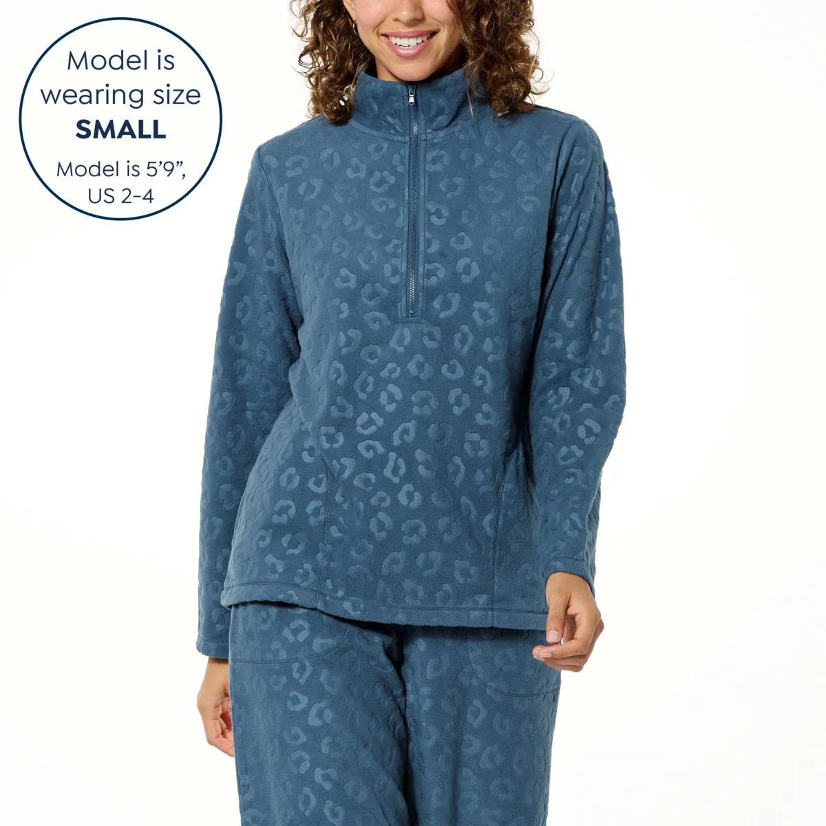      Comfort Code Leopard-Embossed Fleece Quarter Zip Pullover     