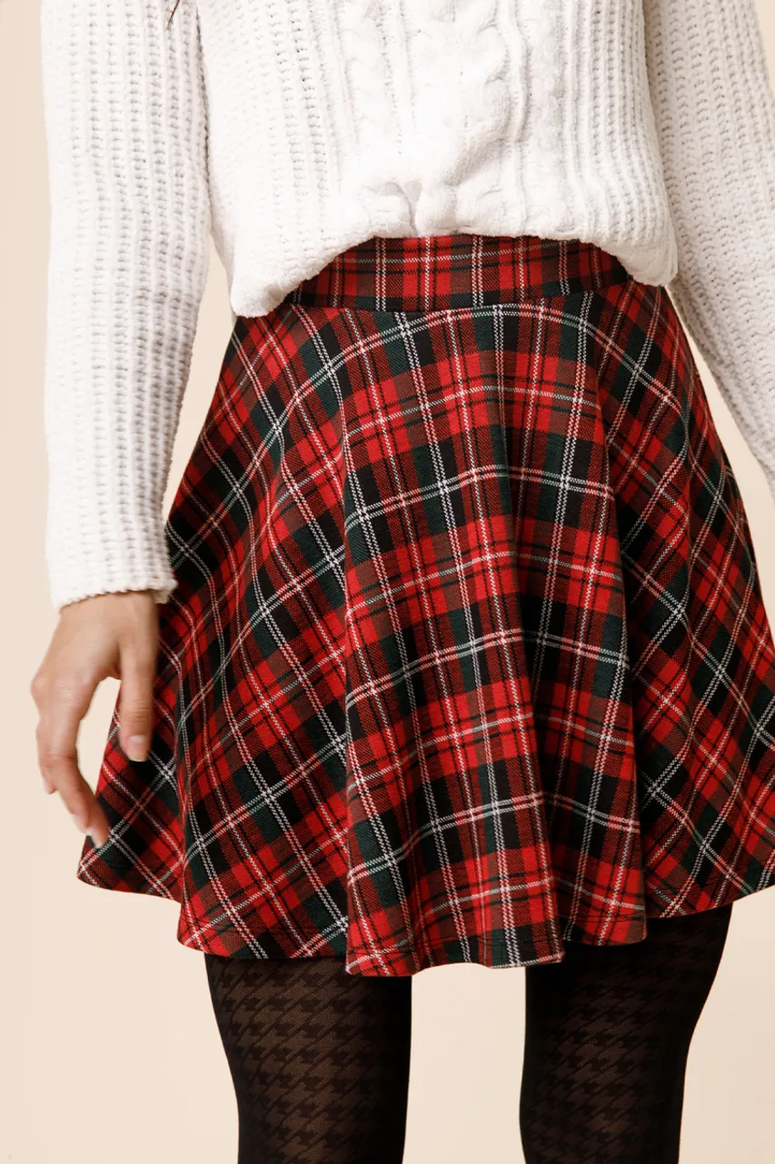 Corinne Plaid Flippy Skirt