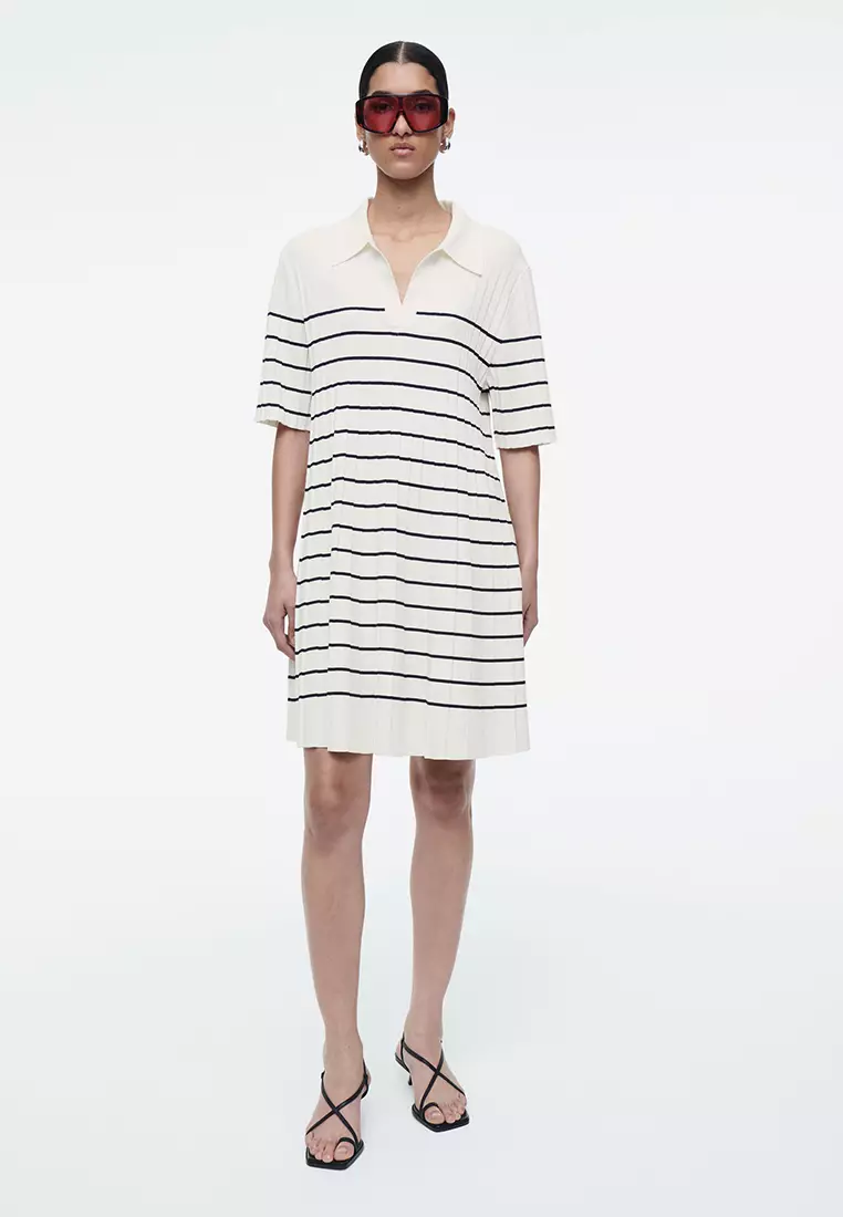 COS Striped Knitted Mini Polo Dress