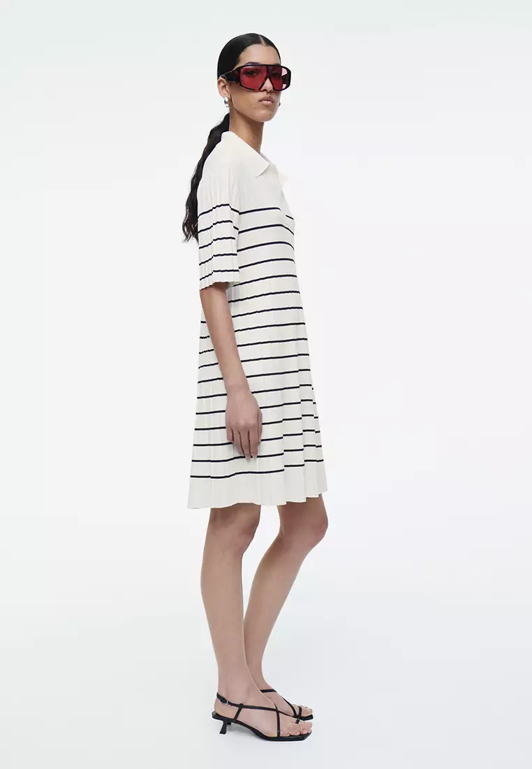 COS Striped Knitted Mini Polo Dress